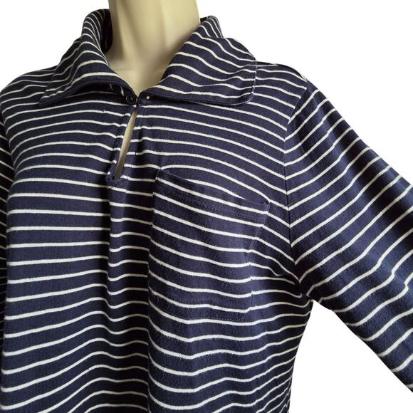 Ralph Lauren LRL Navy White Stripe Knit Shirtdress Large Y2K - Picture 4 of 9